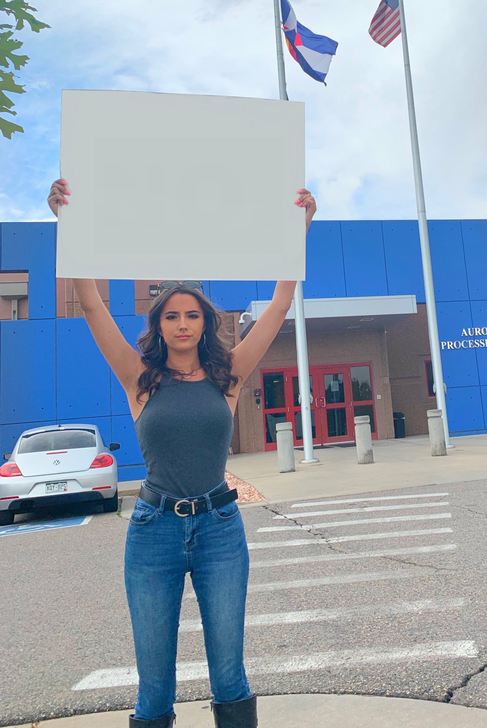 Ashley St. Clair Holding Sign #1 Blank Meme Template