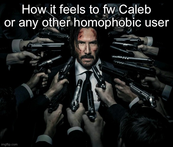 John wick 2 | How it feels to fw Caleb or any other homophobic user | image tagged in john wick 2 | made w/ Imgflip meme maker