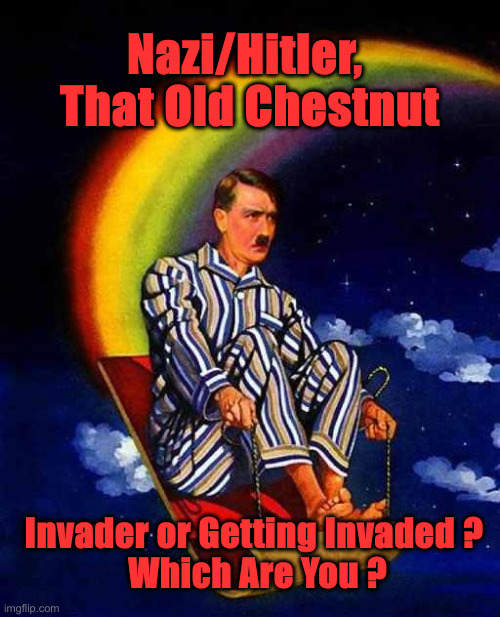 Random Hitler | Invader or Getting Invaded ? 
Which Are You ? Nazi/Hitler, 
That Old Chestnut | image tagged in random hitler | made w/ Imgflip meme maker