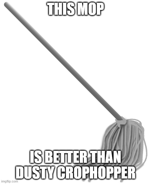 Mop | THIS MOP; IS BETTER THAN DUSTY CROPHOPPER | image tagged in mop | made w/ Imgflip meme maker