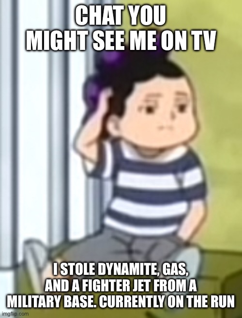 I will fix America by blowing up every school YIPPEE | CHAT YOU MIGHT SEE ME ON TV; I STOLE DYNAMITE, GAS, AND A FIGHTER JET FROM A MILITARY BASE. CURRENTLY ON THE RUN | image tagged in mineta | made w/ Imgflip meme maker