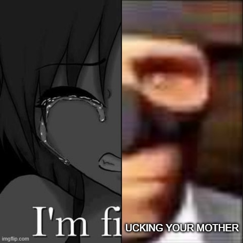 Im fine | UCKING YOUR MOTHER | image tagged in im fine | made w/ Imgflip meme maker