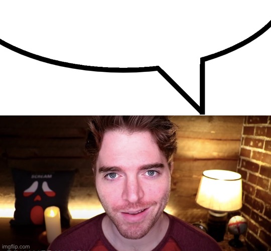 image tagged in speech bubble,shane dawson smirk | made w/ Imgflip meme maker