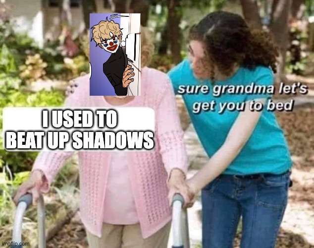 Sure grandma | I USED TO BEAT UP SHADOWS | image tagged in sure grandma | made w/ Imgflip meme maker