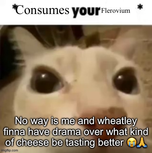 Yakko consumes your flerovium | No way is me and wheatley finna have drama over what kind of cheese be tasting better 😭🙏 | image tagged in yakko consumes your flerovium | made w/ Imgflip meme maker