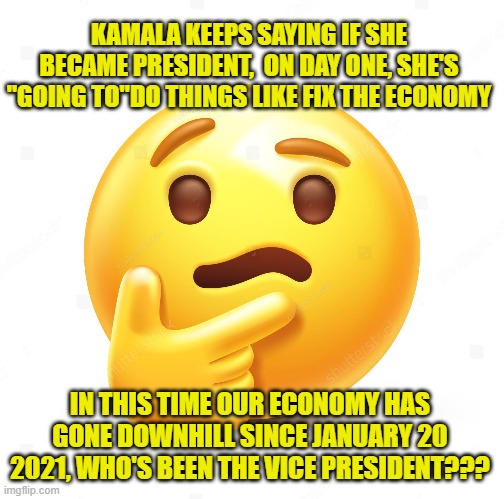 who's been in the white house? | KAMALA KEEPS SAYING IF SHE BECAME PRESIDENT,  ON DAY ONE, SHE'S "GOING TO"DO THINGS LIKE FIX THE ECONOMY; IN THIS TIME OUR ECONOMY HAS GONE DOWNHILL SINCE JANUARY 20 2021, WHO'S BEEN THE VICE PRESIDENT??? | made w/ Imgflip meme maker