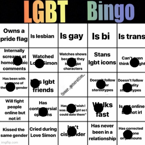 Wait,has nobody besides me watched Love,Simon? | image tagged in lgbtq bingo | made w/ Imgflip meme maker