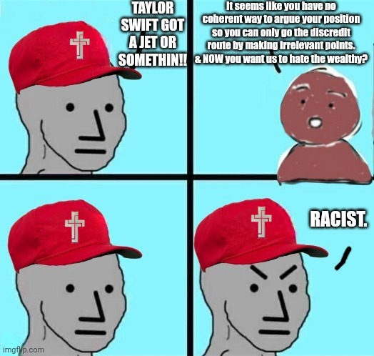 "I said 'Racist' at the blackbrown thing I win!" | image tagged in liberals,maga,npc meme | made w/ Imgflip meme maker