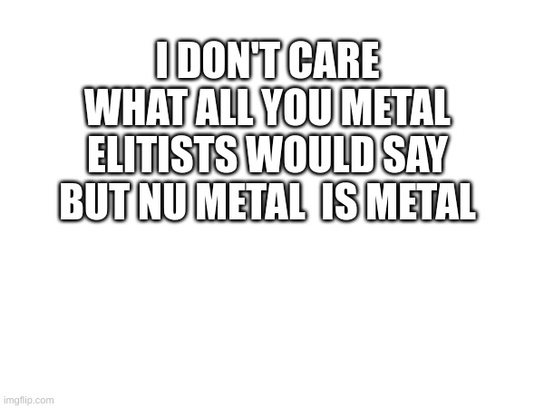 I DON'T CARE WHAT ALL YOU METAL ELITISTS WOULD SAY BUT NU METAL  IS METAL | made w/ Imgflip meme maker