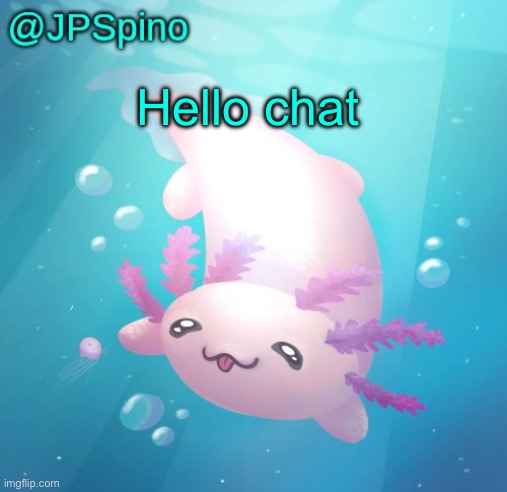 JPSpino's axolotl temp updated | Hello chat | image tagged in jpspino's axolotl temp updated | made w/ Imgflip meme maker