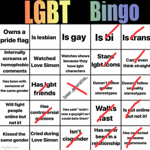 LGBTQ bingo | image tagged in lgbtq bingo | made w/ Imgflip meme maker