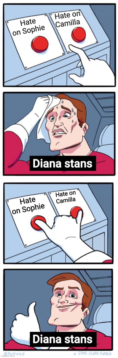 It's true though, so please don't crucify me | image tagged in sophie duchess of edinburgh,queen camilla,princess diana | made w/ Imgflip meme maker