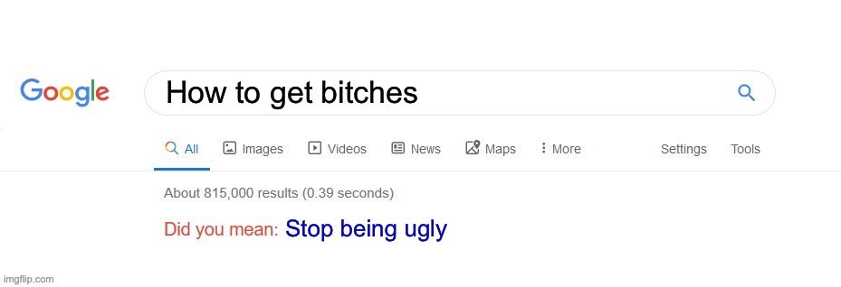 Did you mean? | How to get bitches; Stop being ugly | image tagged in did you mean | made w/ Imgflip meme maker