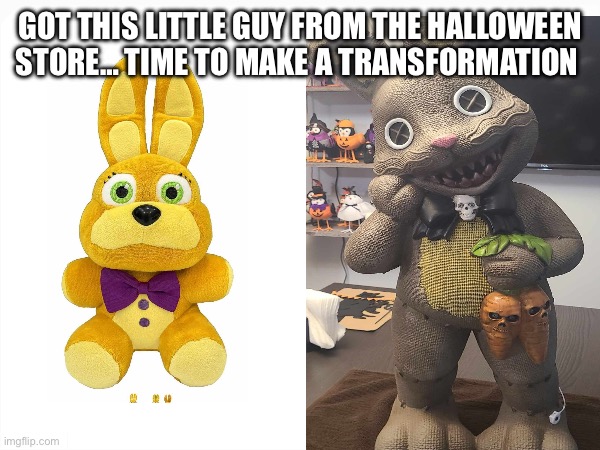 MWAHAHAHAHAHHAHAAAA | GOT THIS LITTLE GUY FROM THE HALLOWEEN STORE… TIME TO MAKE A TRANSFORMATION | image tagged in lol | made w/ Imgflip meme maker