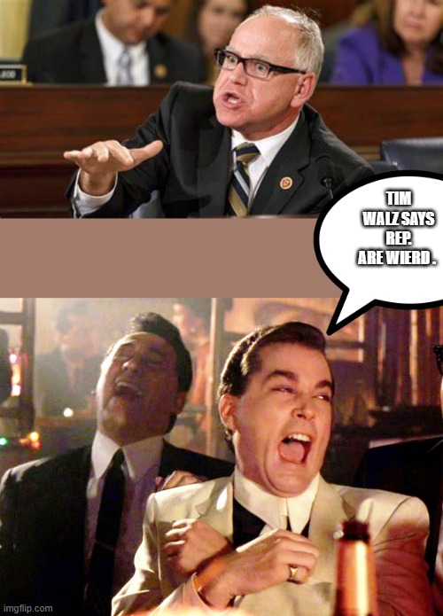 TIM WALZ SAYS REP. ARE WIERD . | image tagged in memes,good fellas hilarious | made w/ Imgflip meme maker