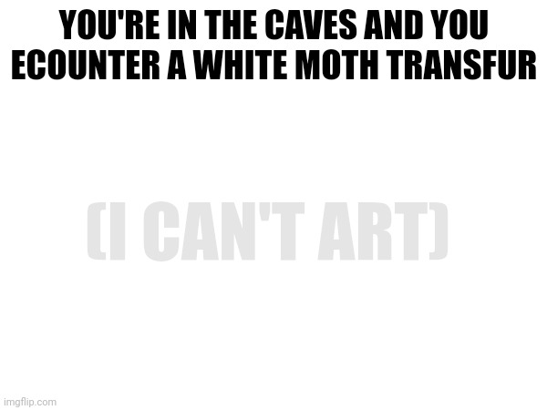 rp | YOU'RE IN THE CAVES AND YOU ECOUNTER A WHITE MOTH TRANSFUR; (I CAN'T ART) | made w/ Imgflip meme maker