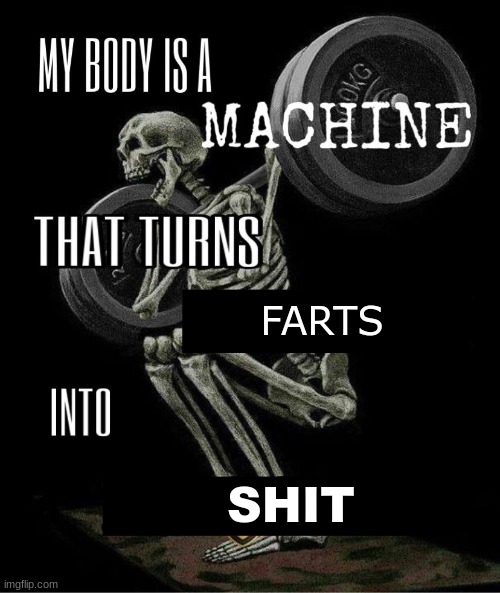 My body is machine | FARTS; SHIT | image tagged in my body is machine | made w/ Imgflip meme maker