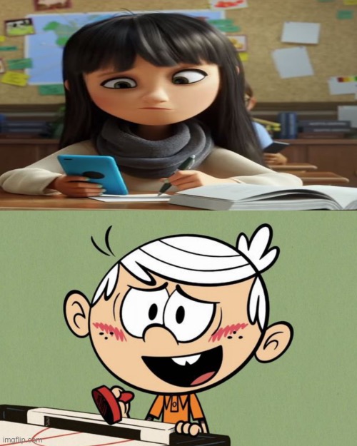 Lincoln in love with Addie McCallister | image tagged in emoji movie,pretty girl,the loud house,lincoln loud,nickelodeon,beautiful girl | made w/ Imgflip meme maker