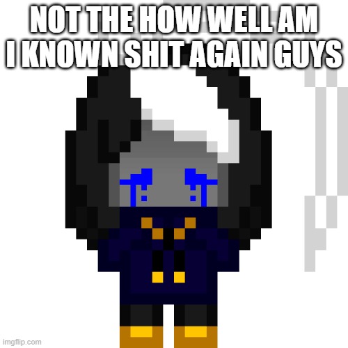 now my page is gonna be clogged | NOT THE HOW WELL AM I KNOWN SHIT AGAIN GUYS | image tagged in cosmocrying png | made w/ Imgflip meme maker