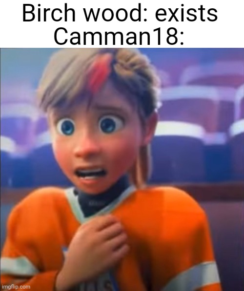 Birch wood: exists; Camman18: | image tagged in blank white template,riley anxiety attack | made w/ Imgflip meme maker