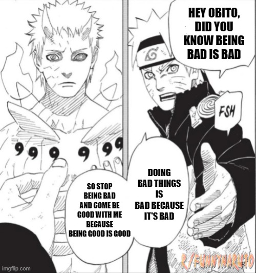 Obito defeat in a nutshell | image tagged in obito,naruto,talk no jutsu,jubito | made w/ Imgflip meme maker