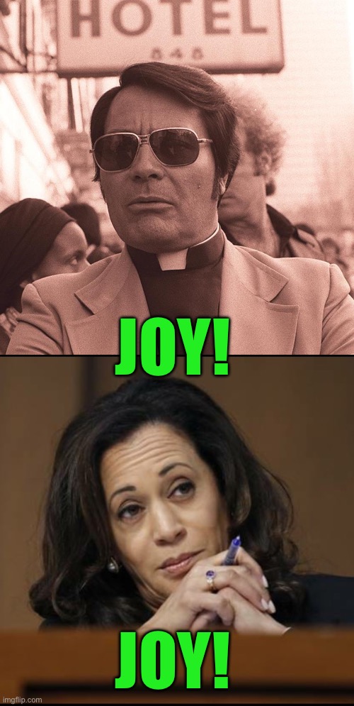 Drink up everyone | JOY! JOY! | image tagged in jim jones,kamala harris | made w/ Imgflip meme maker