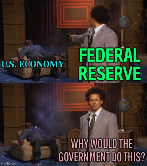 Why Would The Government Do This? | FEDERAL RESERVE; U.S. ECONOMY; WHY WOULD THE GOVERNMENT DO THIS? | image tagged in memes,who killed hannibal,government,evil government,federal reserve,income inequality | made w/ Imgflip meme maker