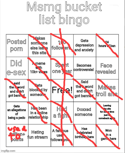 Msmg bucket list bingo | image tagged in msmg bucket list bingo | made w/ Imgflip meme maker