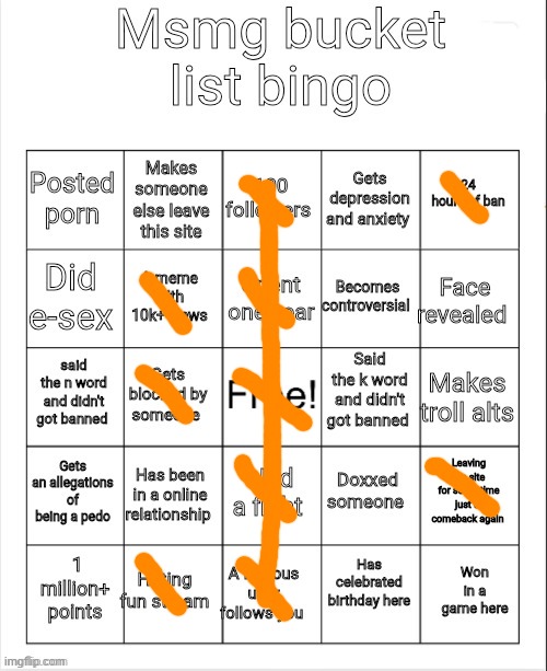 Msmg bucket list bingo | image tagged in msmg bucket list bingo | made w/ Imgflip meme maker