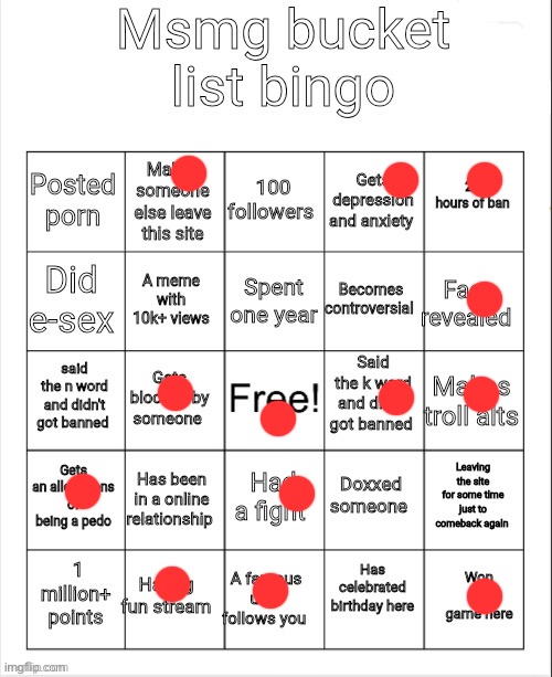 Msmg bucket list bingo | image tagged in msmg bucket list bingo | made w/ Imgflip meme maker