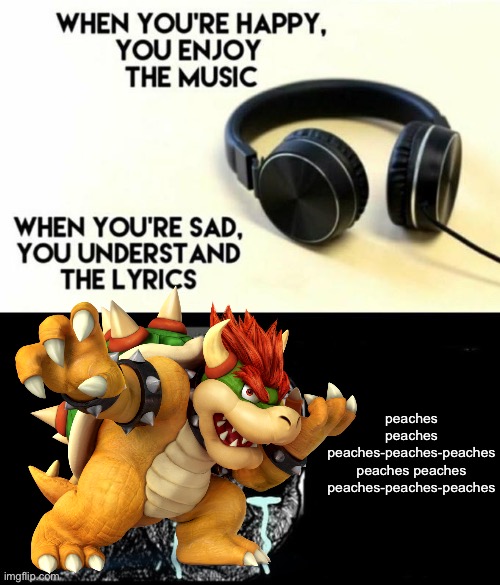 When your sad you understand the lyrics | peaches peaches peaches-peaches-peaches peaches peaches peaches-peaches-peaches | image tagged in when your sad you understand the lyrics | made w/ Imgflip meme maker