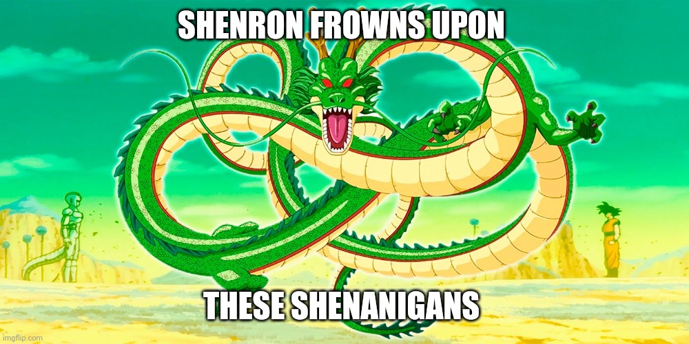 Shenron | SHENRON FROWNS UPON; THESE SHENANIGANS | image tagged in dbz | made w/ Imgflip meme maker