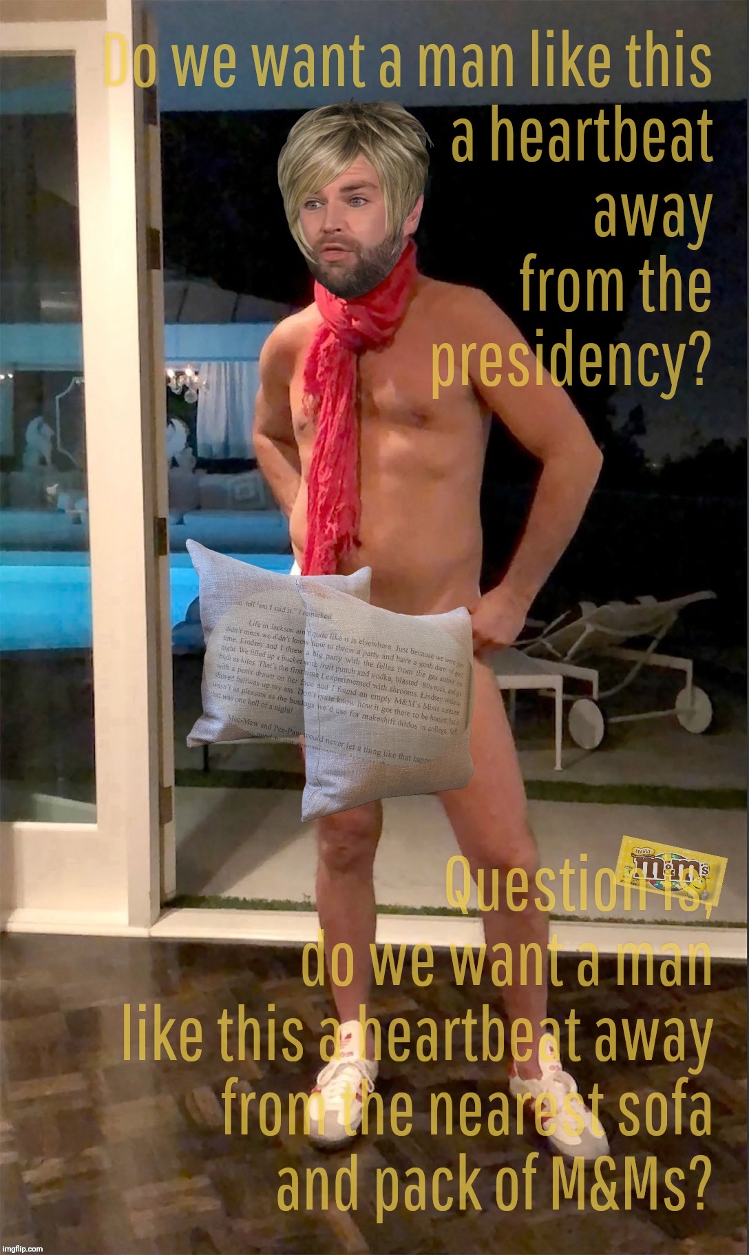 Are the rumors true? We don't know. We don't want to know. Ya w'ear'dos. [see what I did there?] | Do we want a man like this
a heartbeat
away
from the
presidency? Question is,
do we want a man
like this a heartbeat away
from the nearest sofa
and pack of M&Ms? | image tagged in jd vance,weird,looks like someone wasn't properly vetted,who let the couch out,oof oof oof oof oof,weird is the new orange | made w/ Imgflip meme maker