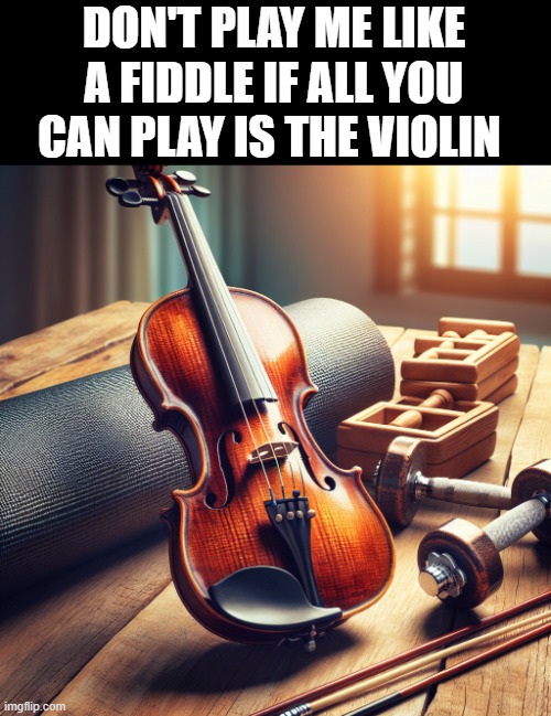 Fiddle | DON'T PLAY ME LIKE A FIDDLE IF ALL YOU CAN PLAY IS THE VIOLIN | image tagged in fiddle,memes,funny | made w/ Imgflip meme maker