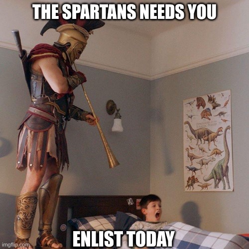 Spartan Soldier Alarm Clock | THE SPARTANS NEEDS YOU; ENLIST TODAY | image tagged in spartan soldier alarm clock | made w/ Imgflip meme maker