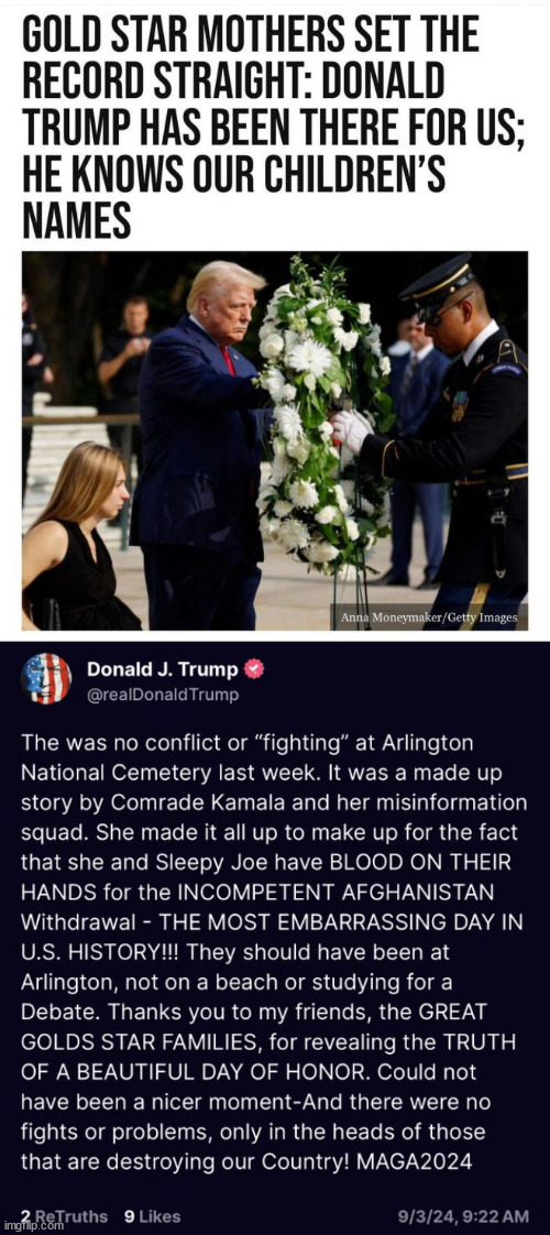 Disgusting how the libs are lying about Gold Star families... | image tagged in libs,msm,lying,about gold star families | made w/ Imgflip meme maker