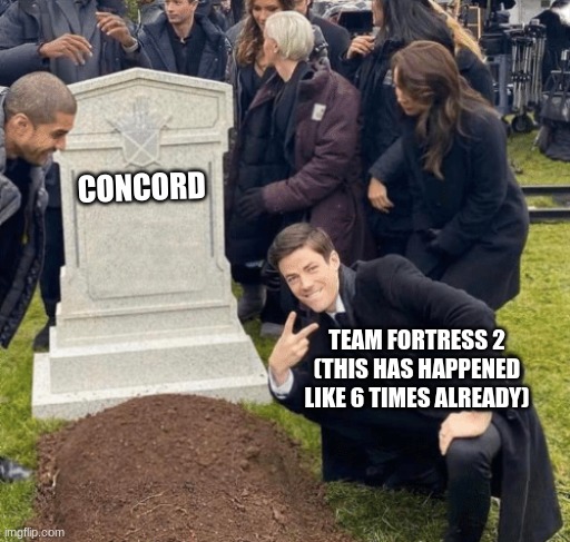 Grant Gustin over grave | CONCORD TEAM FORTRESS 2
(THIS HAS HAPPENED LIKE 6 TIMES ALREADY) | image tagged in grant gustin over grave | made w/ Imgflip meme maker