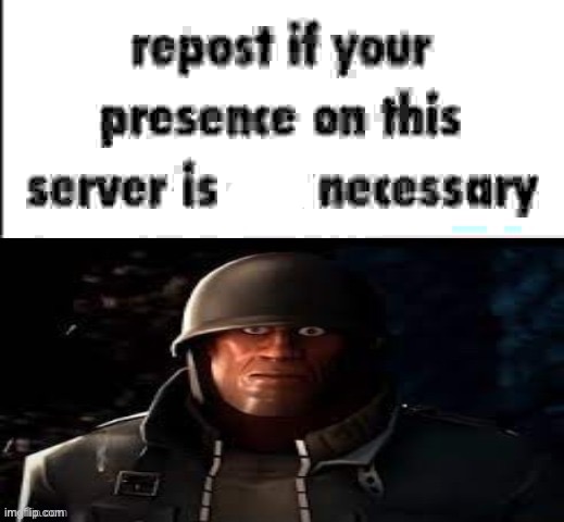 repost if your presence on this server is not necessary | made w/ Imgflip meme maker