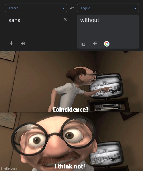 idk | image tagged in coincidence i think not,sans,undertale,french,google translate | made w/ Imgflip meme maker