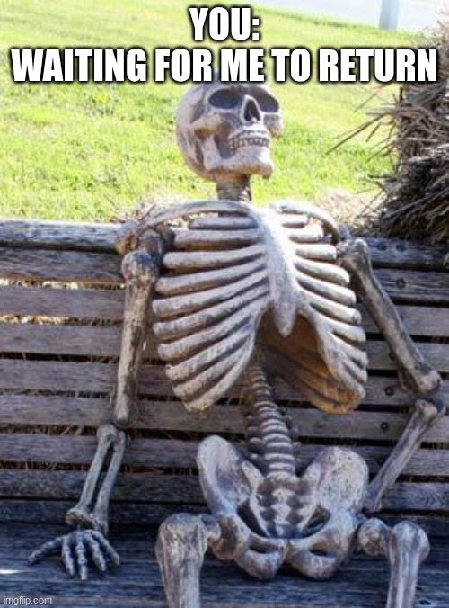 Waiting Skeleton | YOU:
WAITING FOR ME TO RETURN | image tagged in memes,waiting skeleton | made w/ Imgflip meme maker