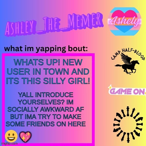 Heyy! How is everyone? | image tagged in new user,gamer,lgbtq,imgflip id card | made w/ Imgflip meme maker