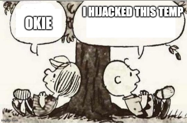 Charlie Brown and Peppermint Patty | OKIE; I HIJACKED THIS TEMP | image tagged in charlie brown and peppermint patty | made w/ Imgflip meme maker