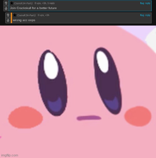 not this mf again | image tagged in blank kirby face | made w/ Imgflip meme maker