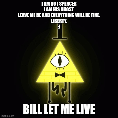 HAHAHAHAHAHAHAHA | I AM NOT SPENCER
I AM HIS GHOST.
LEAVE ME BE AND EVERYTHING WILL BE FINE.
LIBERTY.
:); BILL LET ME LIVE | image tagged in ghost | made w/ Imgflip meme maker