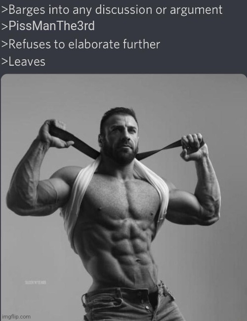 Chad Barges into discussion | PissManThe3rd | image tagged in chad barges into discussion | made w/ Imgflip meme maker