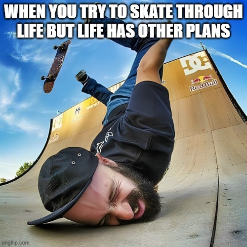 life | WHEN YOU TRY TO SKATE THROUGH LIFE BUT LIFE HAS OTHER PLANS | image tagged in memes | made w/ Imgflip meme maker