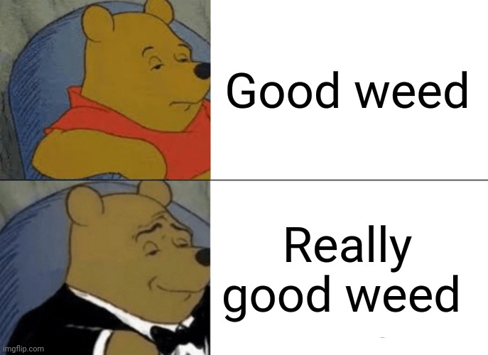 Tuxedo Winnie The Pooh | Good weed; Really good weed | image tagged in memes,tuxedo winnie the pooh | made w/ Imgflip meme maker