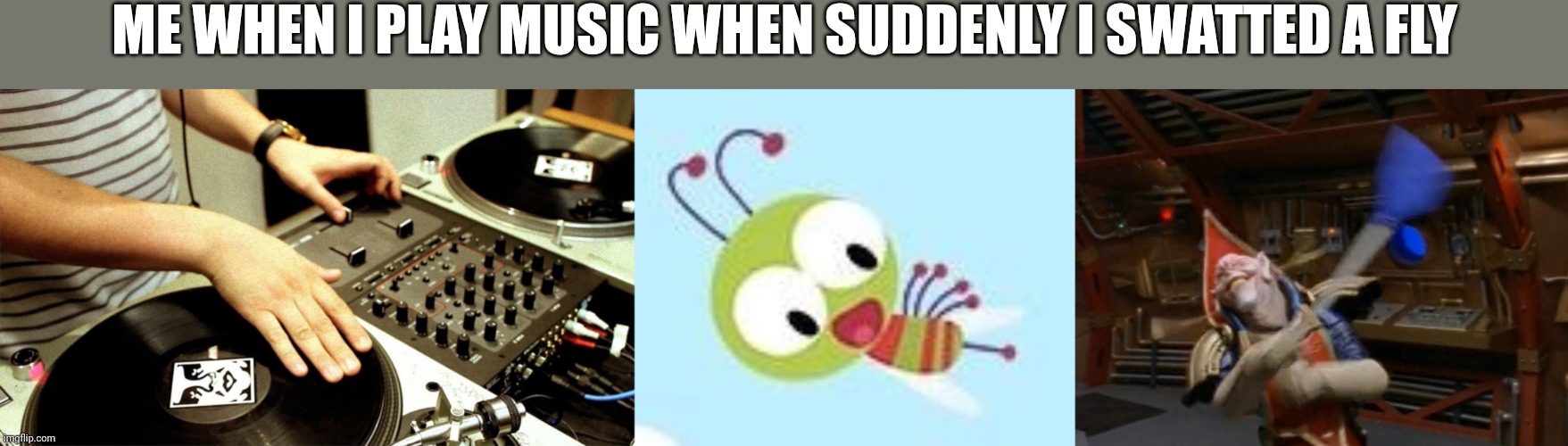 I became a mad dj | ME WHEN I PLAY MUSIC WHEN SUDDENLY I SWATTED A FLY | image tagged in dj | made w/ Imgflip meme maker