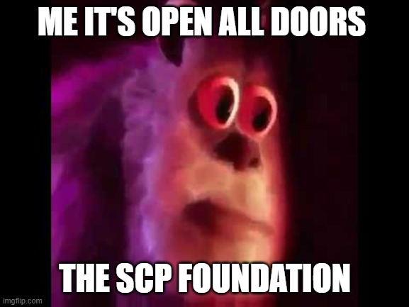 scp | ME IT'S OPEN ALL DOORS; THE SCP FOUNDATION | image tagged in sully groan | made w/ Imgflip meme maker