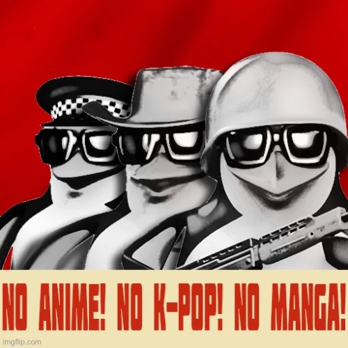 NO ANIME! NO K-POP! NO MANGA | image tagged in propaganda,k-pop sucks,anti anime | made w/ Imgflip meme maker